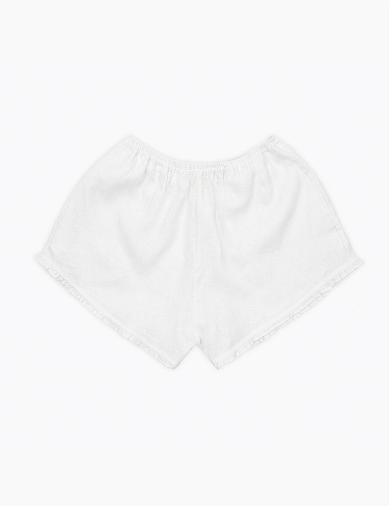 Image of Frill Short in White Linen