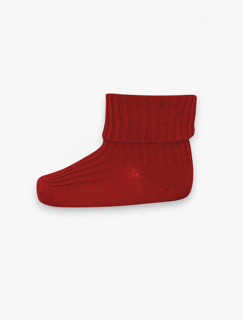 Wool Rib Baby Socks in Tomato