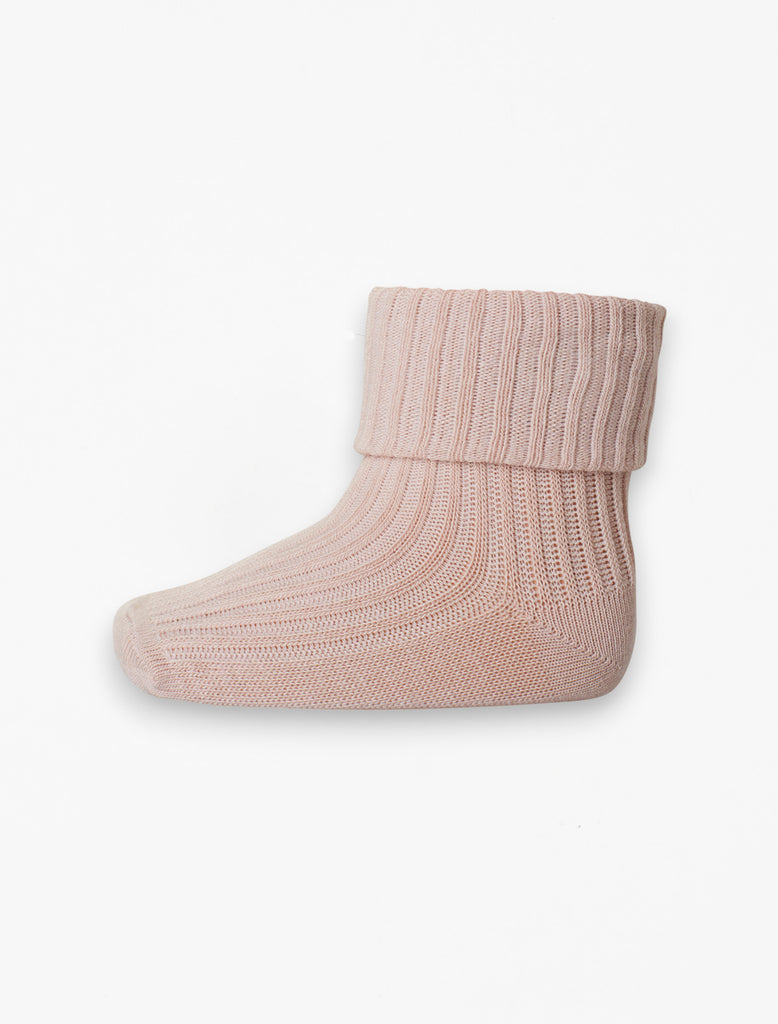 Wool Rib Socks in Rose Dust flat lay image.