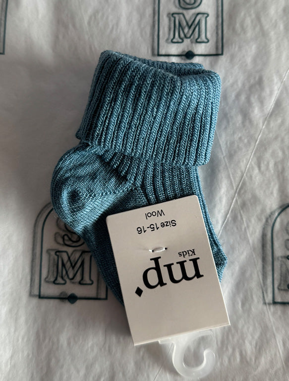 Image of Wool Rib Socks in Provincial Blue.