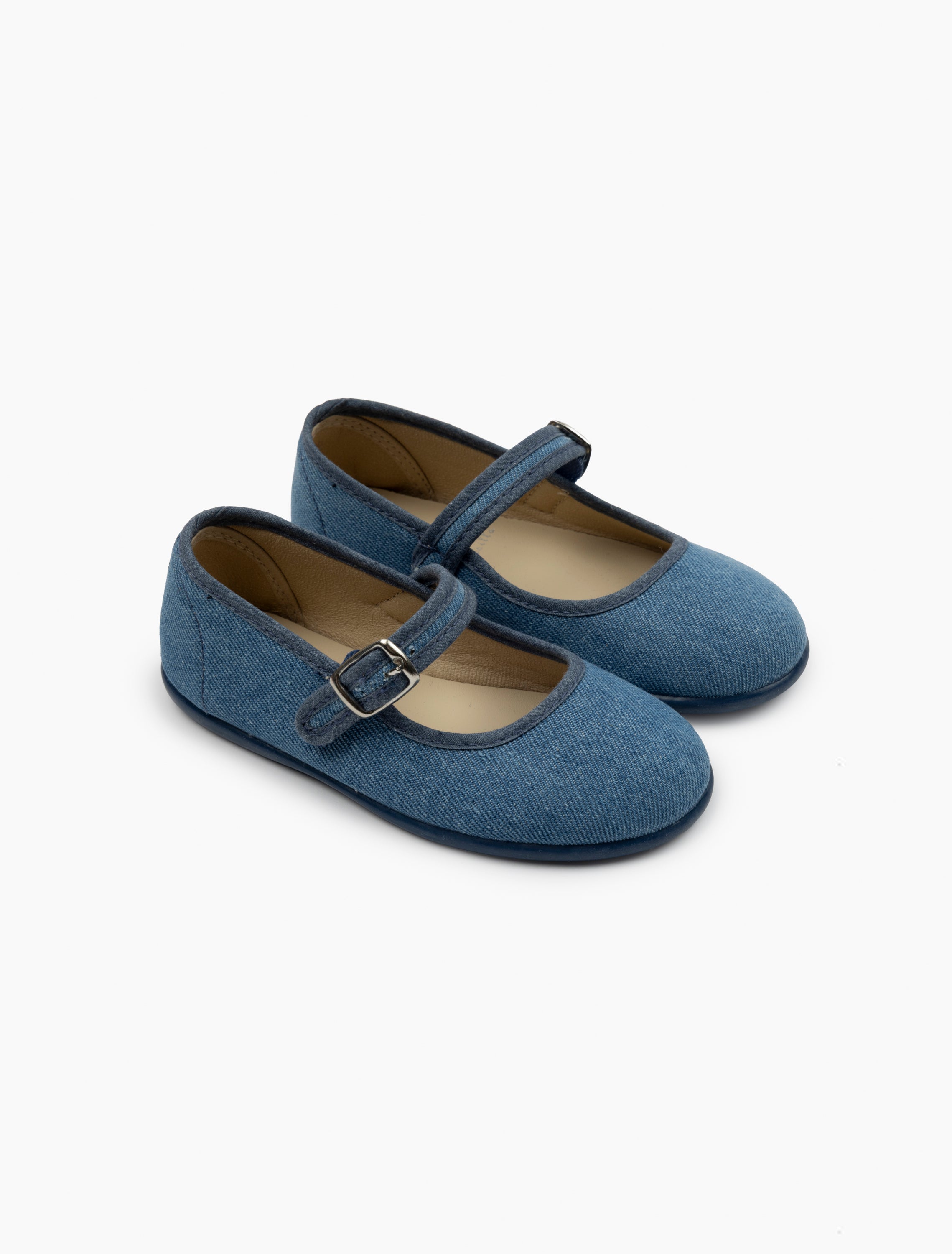 Canvas Mary Janes in Denim – Spilled Milk