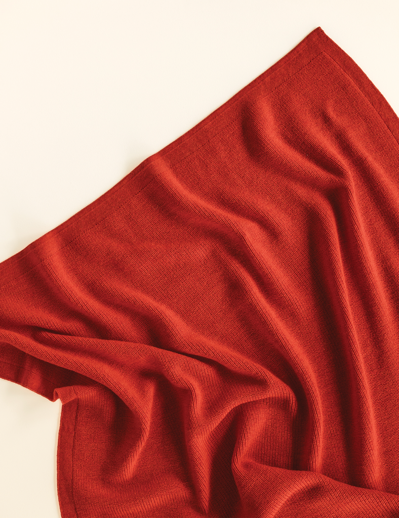 image of red blanket on a white background