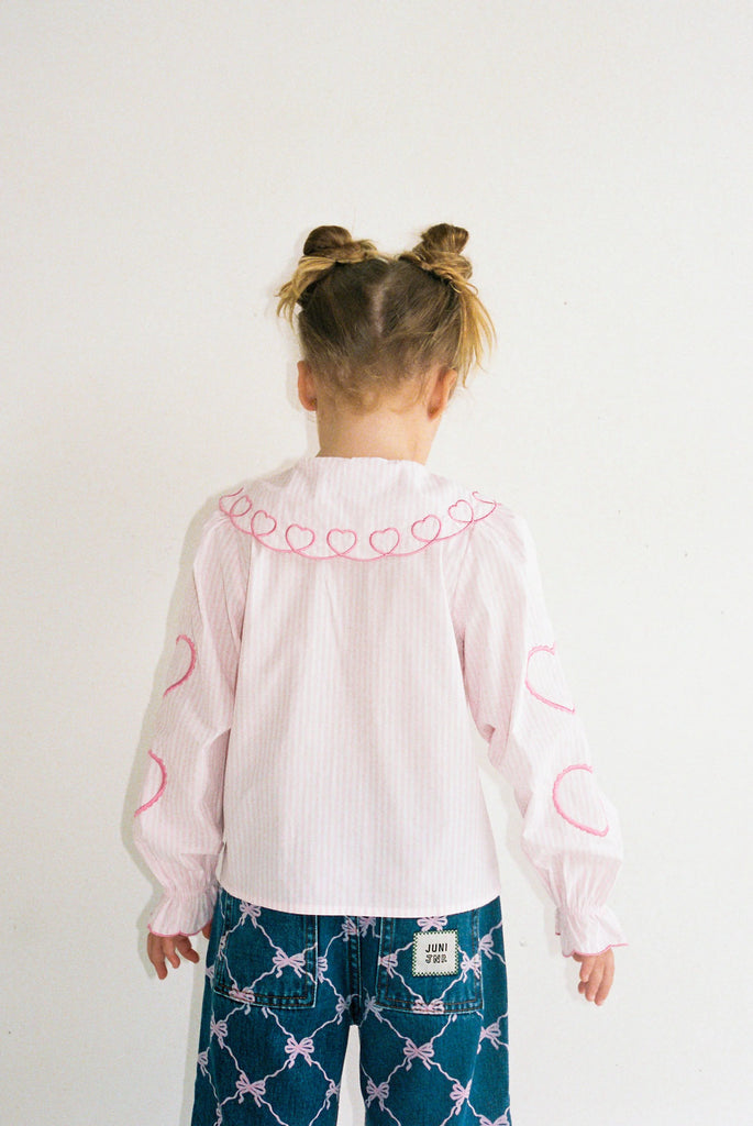 Image of Darling Blouse in Pink Stripes/Hearts