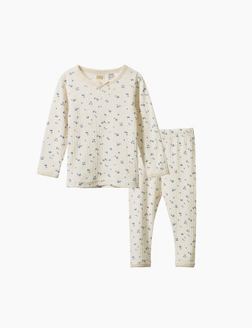 image of Long Sleeve Pointelle Pajamas in Daisy