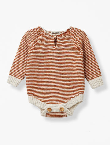 Alas de Rayas Sweater Knit Onesie in Clay flat lay image