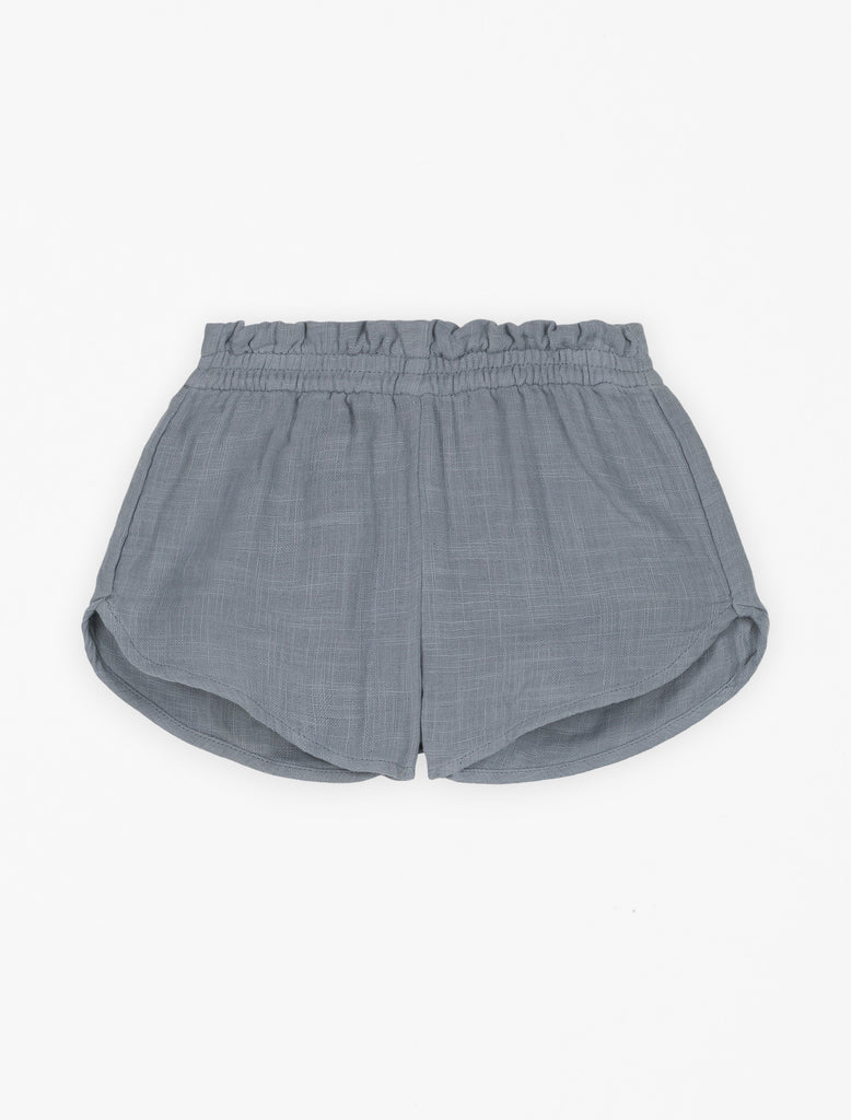 Georgette Shorts in Grey Blue flat lay image.