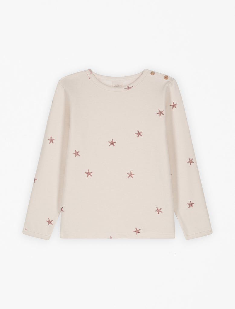 Noe Sweatshirt in Pink Starfish flat lay image.