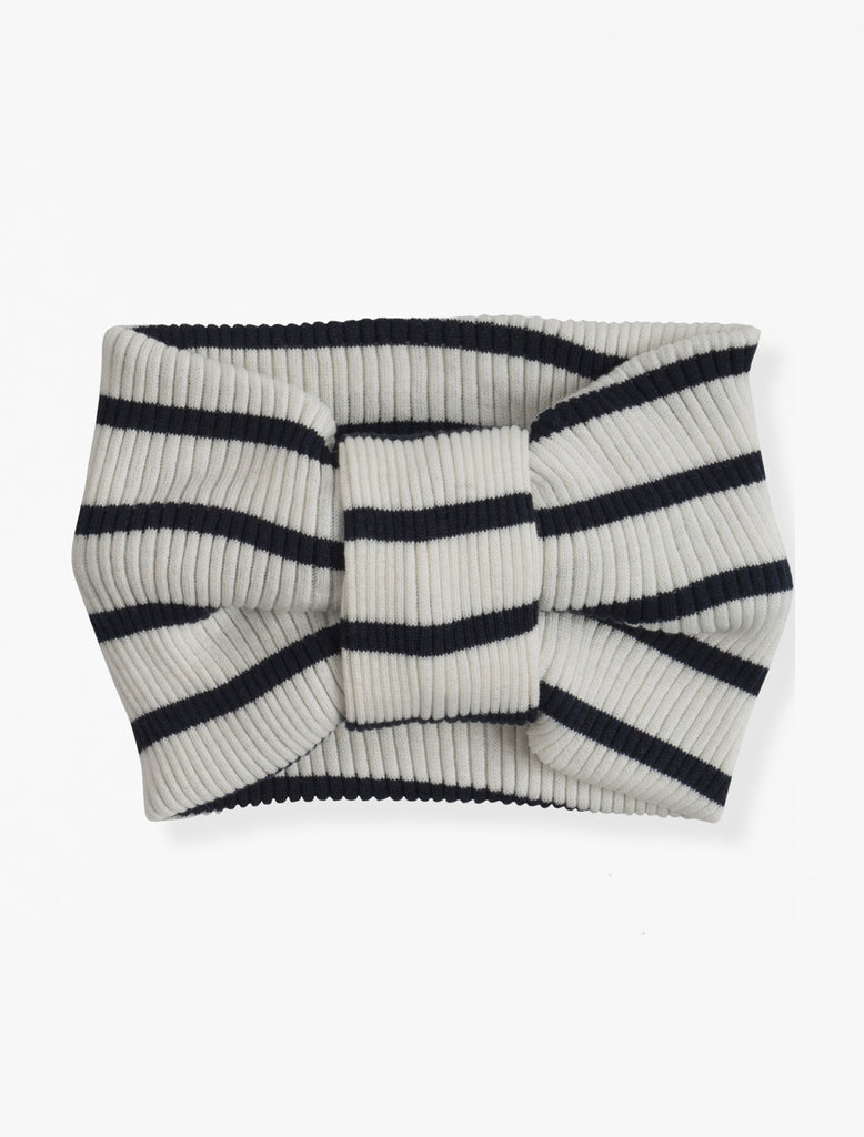 Minimalisma silk knit bow in sailor stripe flat image
